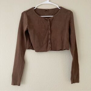 Brandy Melville brown cropped cardigan